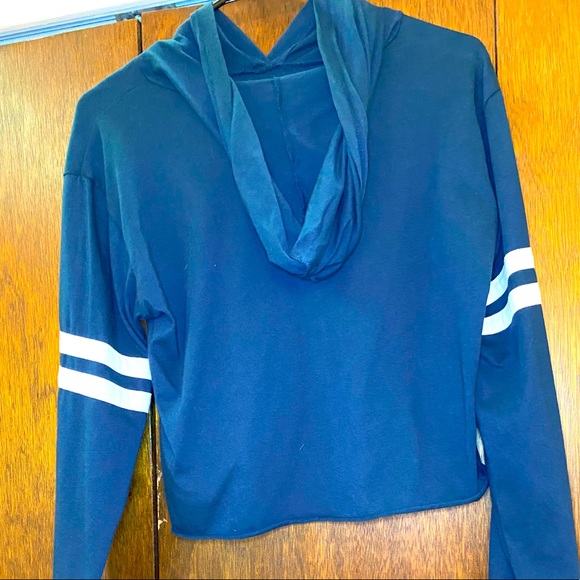 Navy Blue Hollister Graphic Tee with Hood - Picture 2 of 5